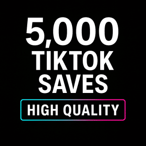 Graphic with “3,000 TikTok Saves” and a neon gradient high-quality badge on a black background.